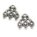 2pc Antique silver 3 loop connectors, Snake shape