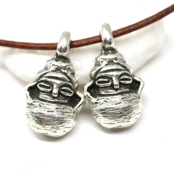 2pc Antique silver primitive goddess Neolithic Idol charms