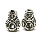 2pc Primitive goddess Antique silver Neolithic Idol beads, 3mm hole
