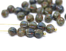 6mm Picasso melon dark blue green round beads - 30Pc