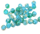 6mm Blue mixed color round melon shape czech glass beads - 30Pc