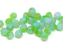 6mm Blue green mixed color round melon shape czech glass beads - 30Pc