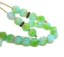 6mm Blue green mixed color round melon shape czech glass beads - 30Pc