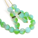 6mm Blue green mixed color round melon shape czech glass beads - 30Pc