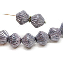 11mm Violet purple Large bicone beads, Silver luster 10pc