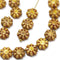 9mm Picasso daisy flower czech glass beads, Rustic beige brown flat daisy 20Pc