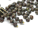 6mm Picasso black fancy bicone czech glass beads, 60pc