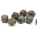 11mm Picasso large bicone beads, czech glass multicolored pressed beads 8pc