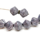 11mm Violet purple Large bicone beads, Silver luster 10pc