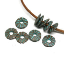 8mm Green Patina rondelle beads 2mm hole 10pc