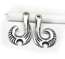 2pc Antique silver Primitive hook charms