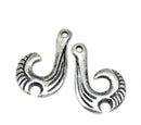 2pc Antique silver Primitive hook charms
