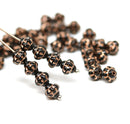 6mm Jet black fancy bicone czech glass beads, Rose gold inlays - 60pc