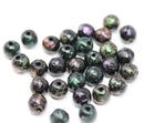 6mm Round black beads mix, Metallic finish Czech glass druk pressed spacers - 30Pc