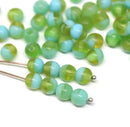 6mm Matte blue green druk round czech glass pressed bead spacers - 50Pc