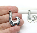 2pc Antique silver Primitive hook charms