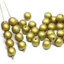 6mm Matte dull gold Czech glass beads, round druk pressed spacers - 50Pc