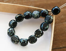 6mm Picasso Jet Black round Czech glass beads, Fire polished round cut - 30Pc