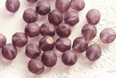 10mm Dusty purple violet glass beads, czech round fire polished round cut beads - 10Pc