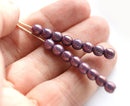 5mm Purple Lustered czech glass spacers, round Dark Pink druk beads - 40Pc