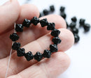 6mm Jet black Fancy bicones, czech glass pressed beads - 50Pc