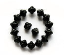 6mm Jet black Fancy bicones, czech glass pressed beads - 50Pc