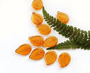 18mm Large Amber yellow leaves, czech glass, flat top drilled - 10Pc