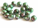 6mm Green Purple Faux pearl Round czech glass beads - 30Pc