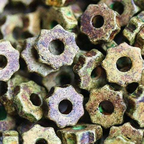 7mm Olive green wheel ceramic rondelle beads 25pc