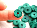 13mm Teal green Ceramic Rondelle beads 10pc