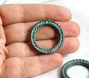 1pc Large ornament copper ring, green patina greek