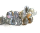 5x7mm Gray glass drops Mixed color small teardrop czech glass - 30pc