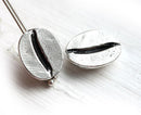 2pc Antique silver large Coffee bean beads