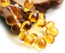 5x7mm Amber Yellow Czech Glass teardrop beads - 50pc