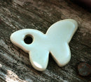 1pc Pale Sage Green Butterfly ceramic Pendant bead, enamel coating 37mm