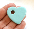 35mm Pink Heart Pendant bead greek ceramic enamel coating - 1pc
