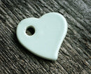 1pc Sage Green Large Heart ceramic pendant bead Enamel coating