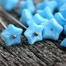 6x9mm Sky blue flower Czech glass beads - 20Pc