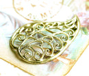 1pc Filigree golden tone leaf charm 35mm