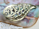 1pc Filigree golden tone leaf charm 35mm