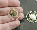 2pc Golden tone Filigree Round Cameo setting 25mm, Raw brass
