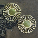 2pc Golden tone Filigree Round Cameo setting 25mm, Raw brass