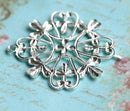 1pc Silver Filigree Clover Round ornament shamrock pendant