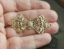 1pc Golden tone Filigree Bow oval setting 46mm, Raw brass