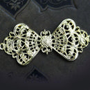 1pc Golden tone Filigree Bow oval setting 46mm, Raw brass