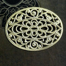 1pc Filigree oval 50mm cabochon base raw brass