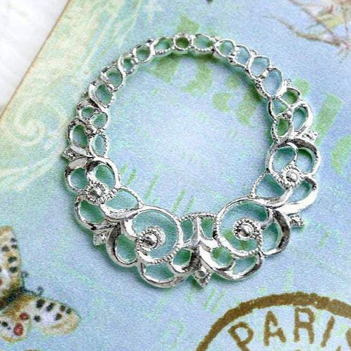 1pc Silver plated Round Filigree connector ornament 25mm