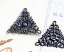 17mm triangle Antique brass Filigree Connectors 2Pc