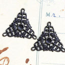 17mm triangle Antique brass Filigree Connectors 2Pc