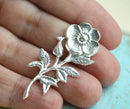 1pc Silver plated rosehip branch stamping 45mm